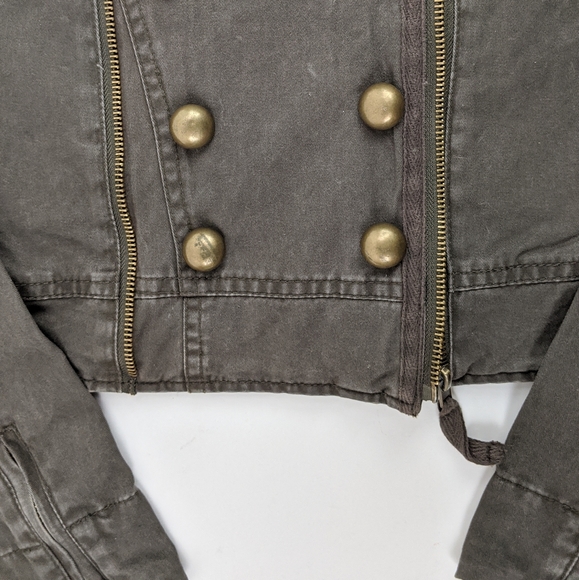 Moon Collection Moto Jacket Womens Sz Small Army Green Biker - Picture 5 of 16